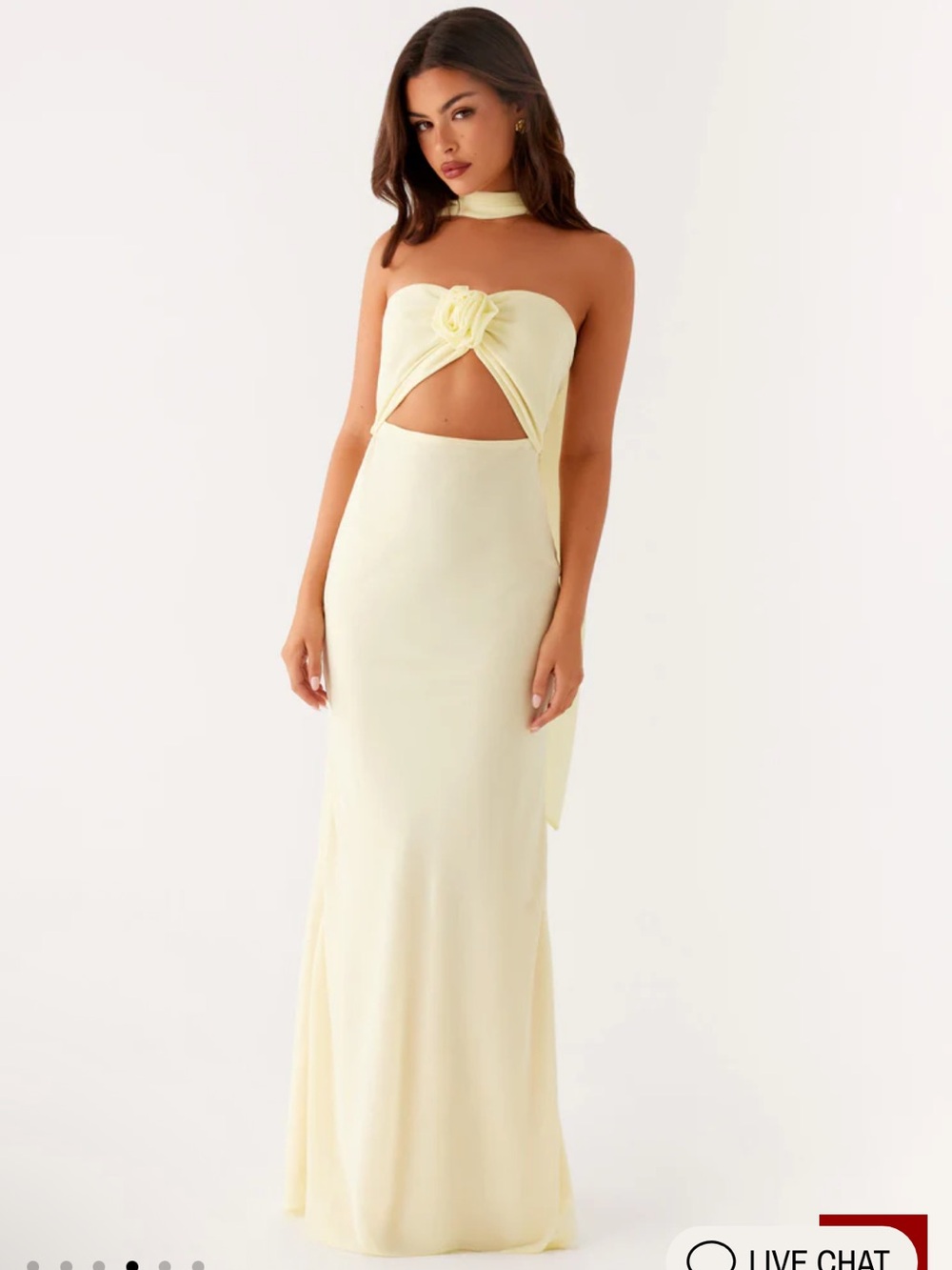 Peppermayo Pale Yellow Strapless Maxi Dress with Neck Scarf - Picture 4 of 5